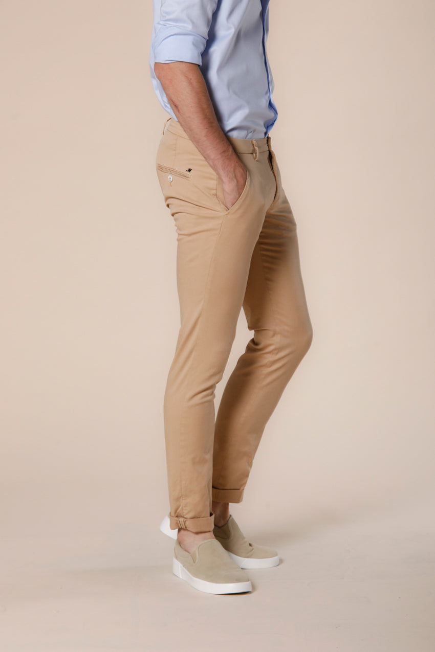 Image 3 of Mason's Torino Summer Color pattern dark khaki cotton twill and tencel men's chino pants