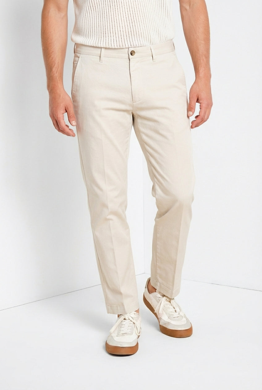 Torino Flex pantalón chino hombre en gabardina stretch slim fit ①