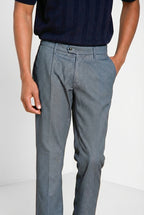 Torino 1 Pinces Flex pantalone chino uomo in occhio di pernice di cotone Prestige slim fit