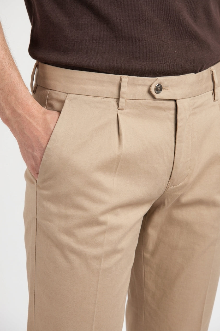 Torino 1 Pinces Flex pantalón chino hombre en gabardina super stretch slim fit