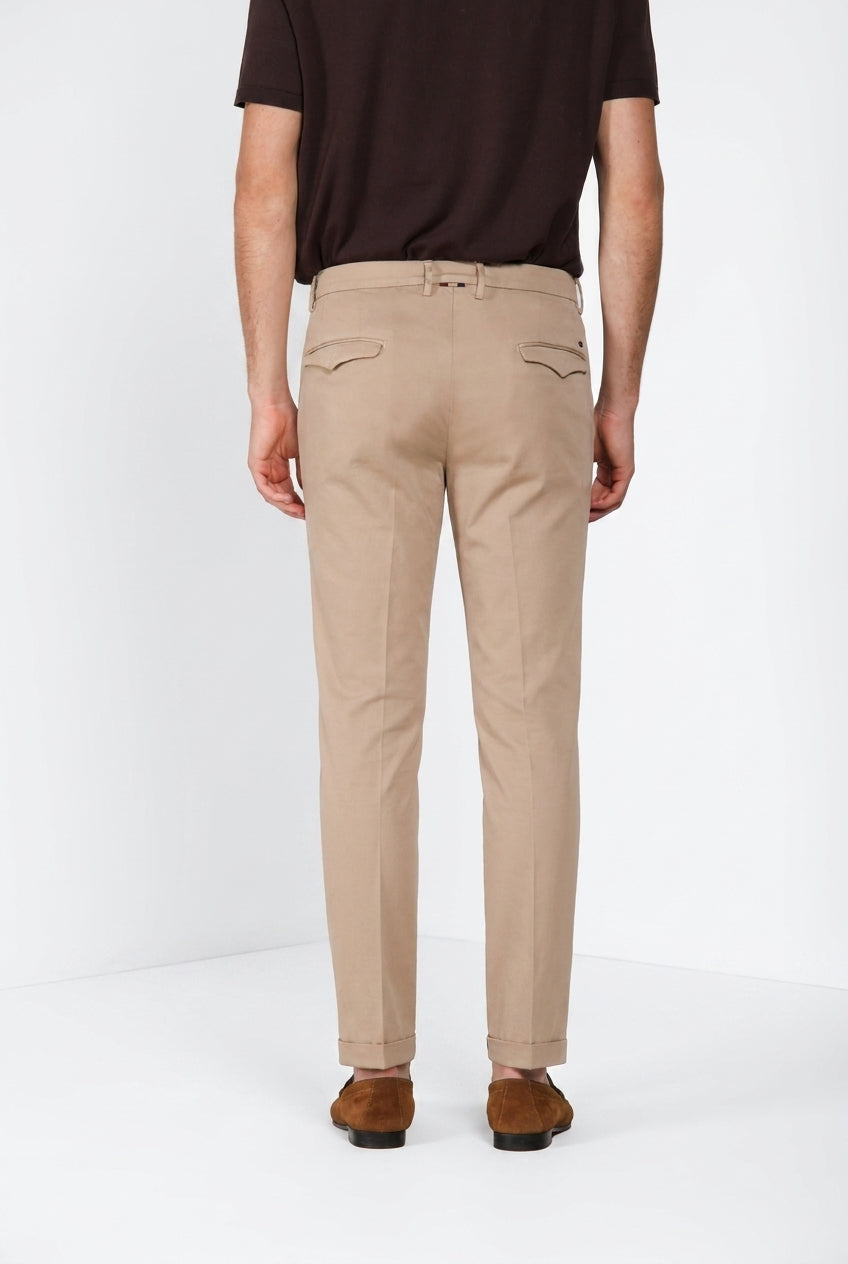 Torino 1 Pinces Flex pantalón chino hombre en gabardina super stretch slim fit