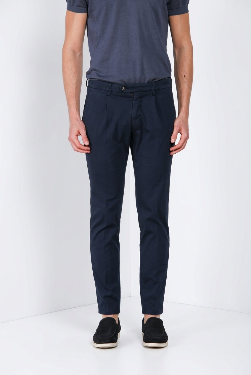 Torino 1 Pinces Flex pantalón chino hombre en gabardina super stretch slim fit