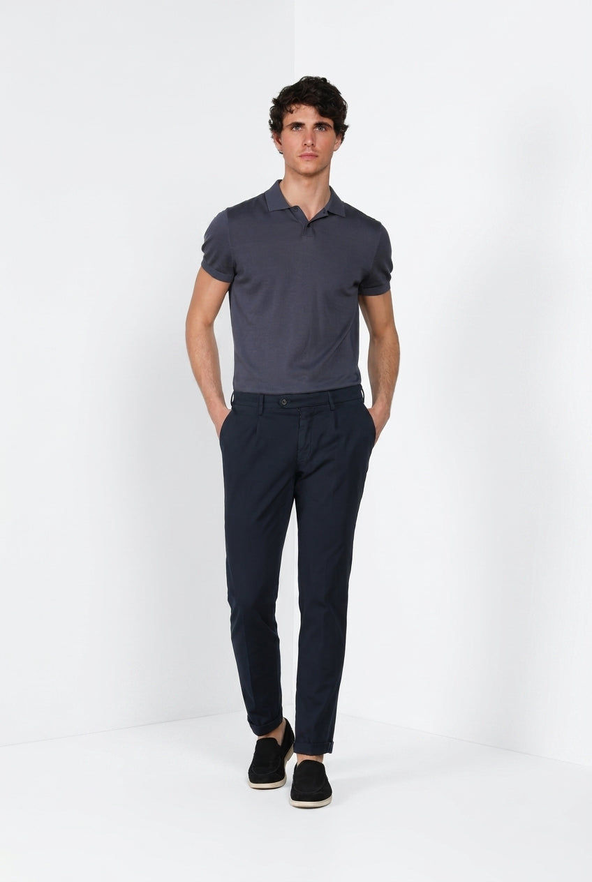 Torino 1 Pinces Flex pantalón chino hombre en gabardina super stretch slim fit