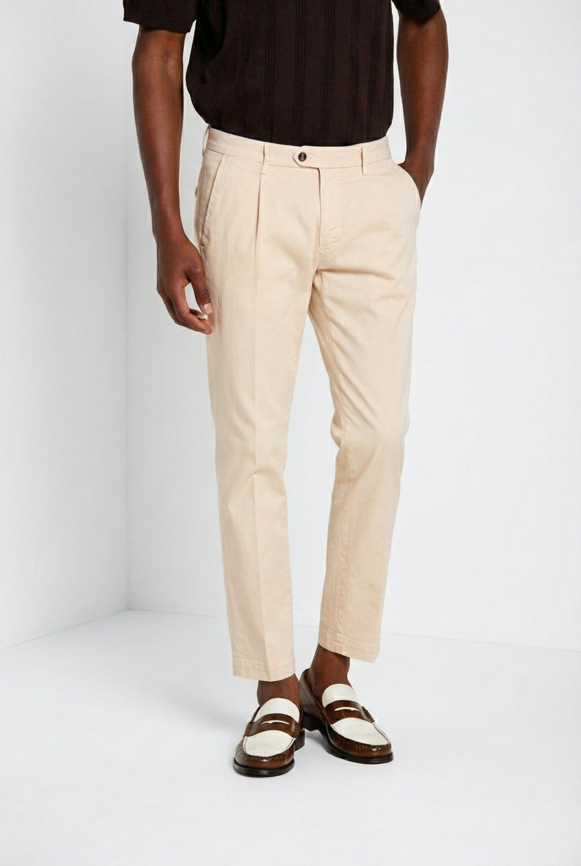 Torino 1 Pinces Flex pantalón chino hombre en gabardina super stretch slim fit