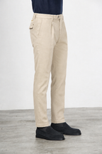 Torino 1 Pinces Flex pantalón chino de hombre en twill de algodón y cashmere slim fit