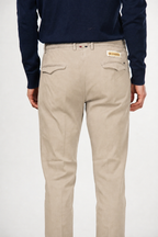 Torino 1 Pinces Flex pantalón chino de hombre en twill de algodón y cashmere slim fit