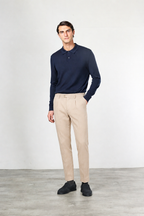 Torino 1 Pinces Flex pantalón chino de hombre en twill de algodón y cashmere slim fit