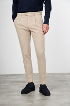 Torino 1 Pinces Flex pantalón chino de hombre en twill de algodón y cashmere slim fit