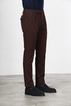 Torino 1 Pinces Flex pantalón chino de hombre en twill de algodón y cashmere slim fit