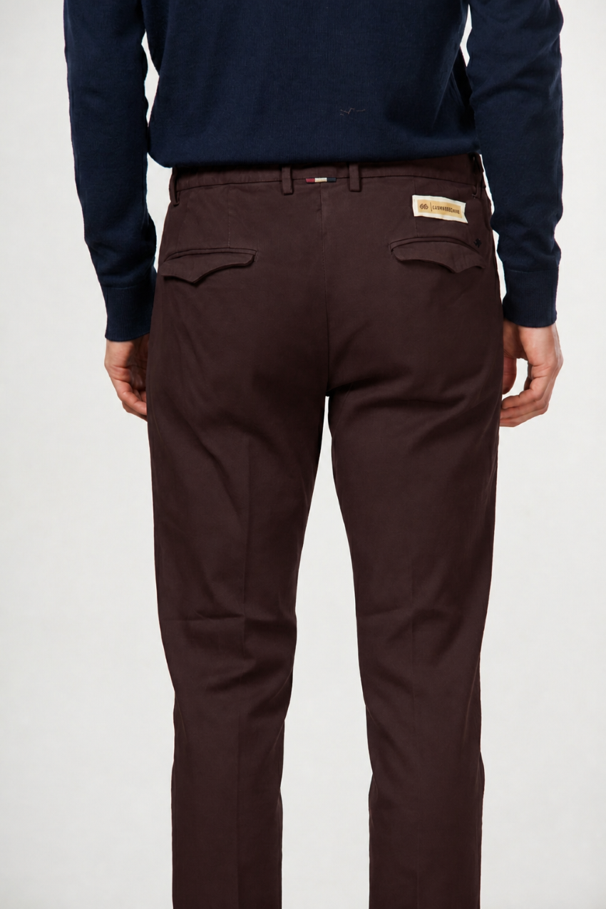 Torino 1 Pinces Flex pantalón chino de hombre en twill de algodón y cashmere slim fit