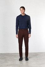 Torino 1 Pinces Flex pantalón chino de hombre en twill de algodón y cashmere slim fit