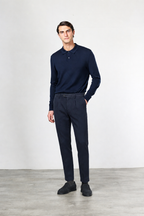 Torino 1 Pinces Flex pantalón chino de hombre en twill de algodón y cashmere slim fit