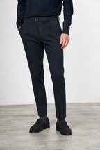 Torino 1 Pinces Flex pantalón chino de hombre en twill de algodón y cashmere slim fit