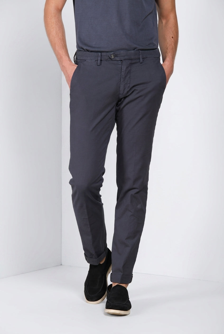 Torino City Icon Flex pantalón chino hombre en cavallery de algodón y lino stretch slim fit