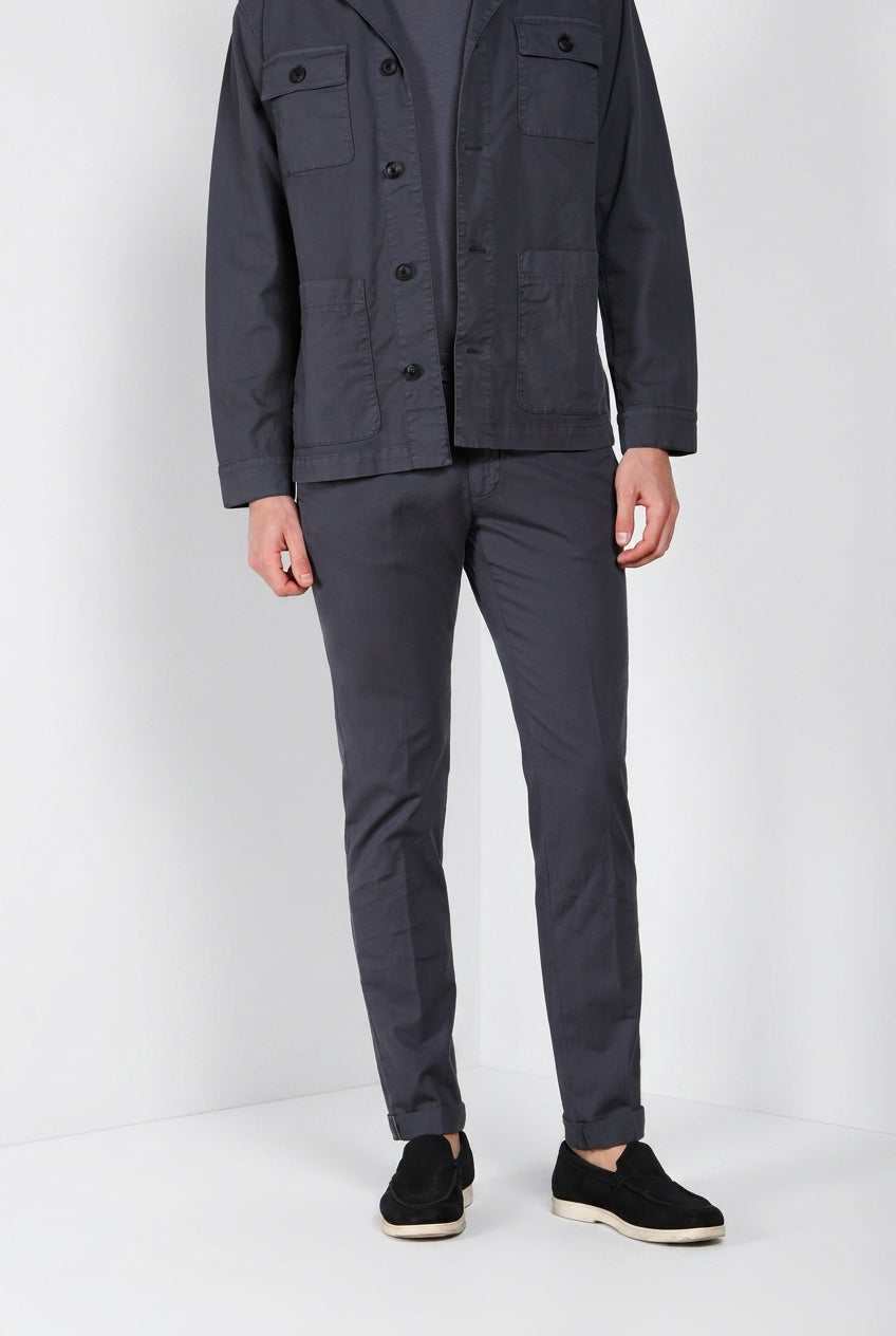 Torino City Icon Flex pantalón chino hombre en cavallery de algodón y lino stretch slim fit