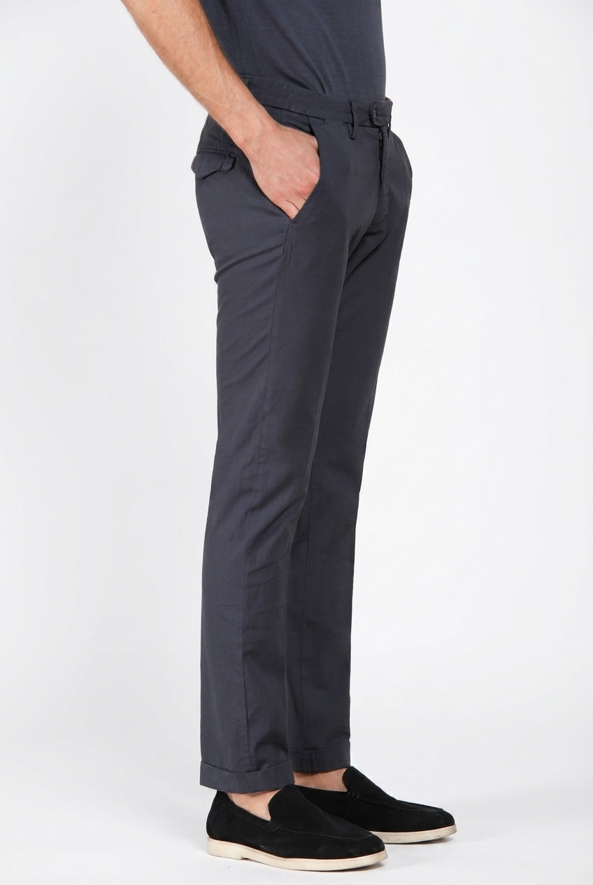 Torino City Icon Flex pantalón chino hombre en cavallery de algodón y lino stretch slim fit
