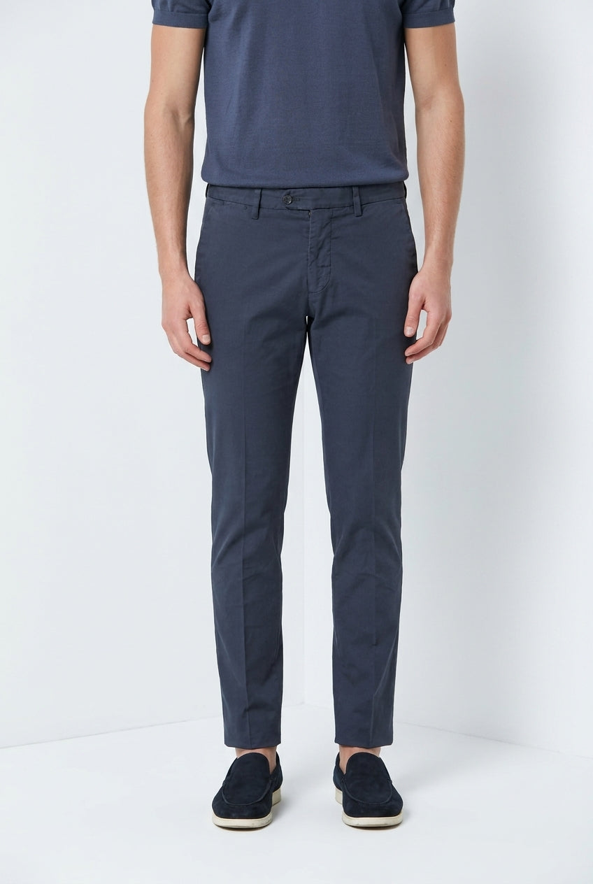 Torino City Icon Flex pantalón chino hombre en cavallery de algodón y lino stretch slim fit