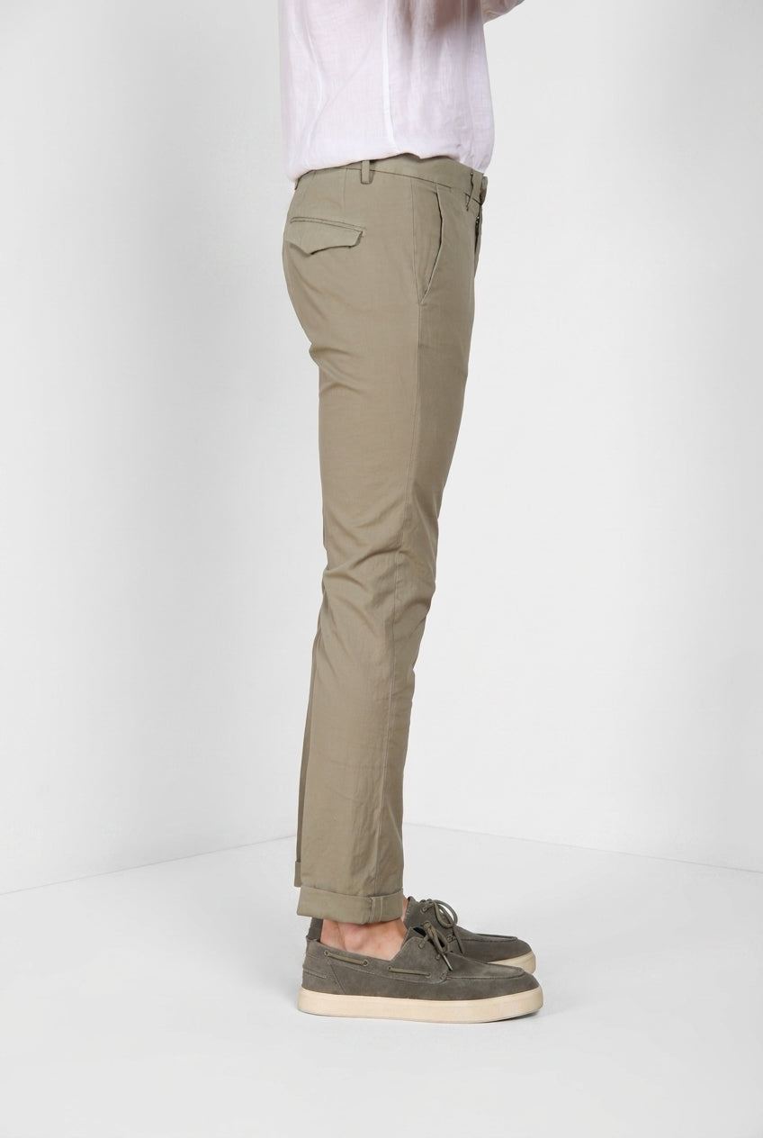 Torino City Icon Flex pantalón chino hombre en cavalry de algodón y lino stretch slim fit