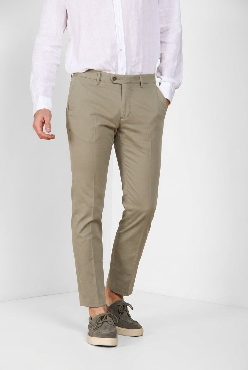 Torino City Icon Flex pantalón chino hombre en cavalry de algodón y lino stretch slim fit