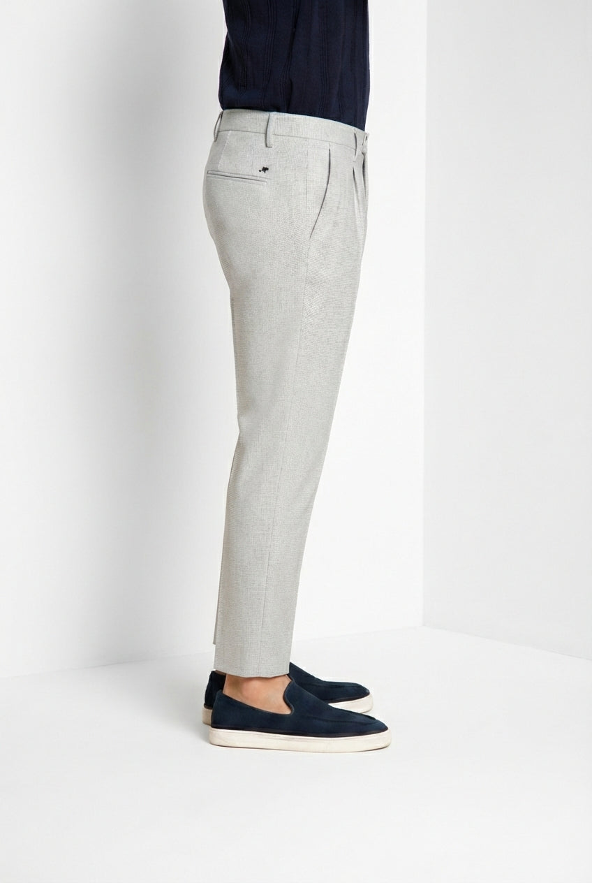 Torino City 1 Pinces pantalón chino hombre con microestampado pata de gallo teñido en hilo slim fit