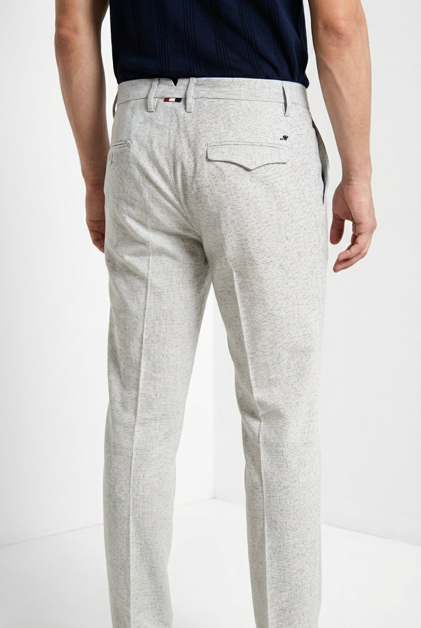 Torino City 1 Pinces pantalón chino hombre con microestampado pata de gallo teñido en hilo slim fit