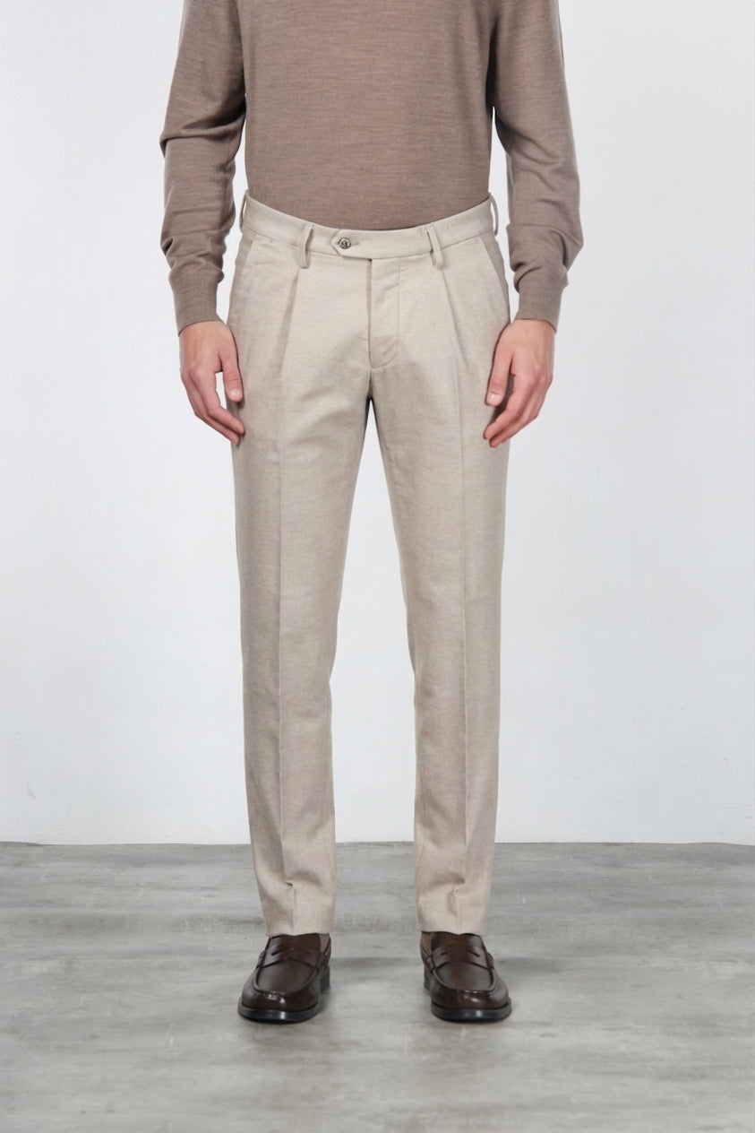 Torino City 1 pinces pantalone chino uomo trama diagonale tinto filo slim fit