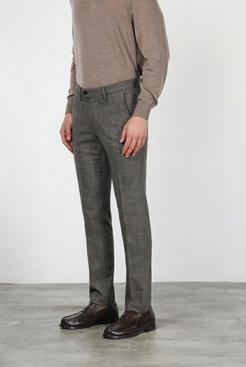 Torino City pantalone chino uomo fantasia galles sfumato tinto filo slim fit