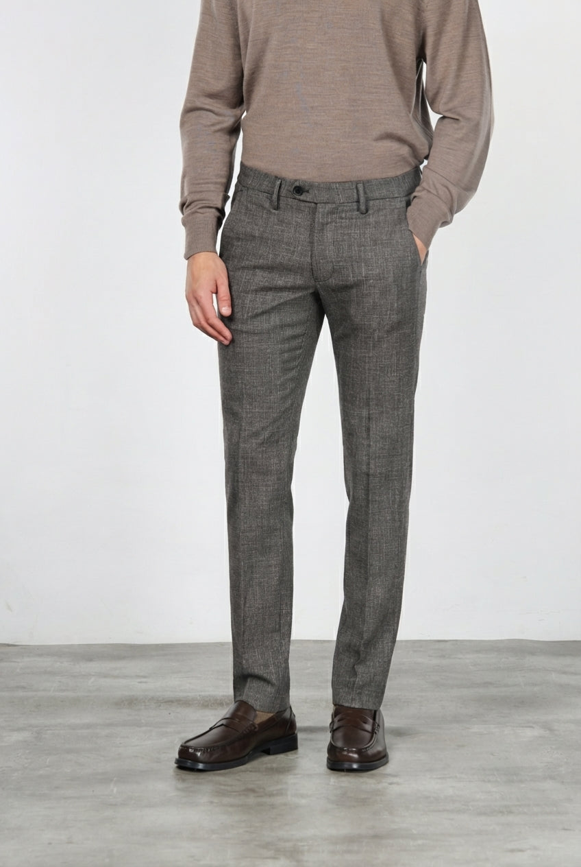Torino City pantalone chino uomo fantasia galles sfumato tinto filo slim fit