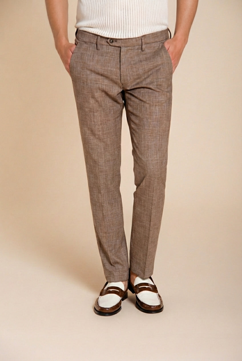 Torino City pantalón chino hombre estampado príncipe de Gales slim fit