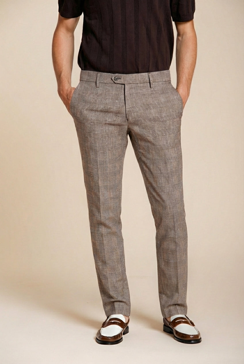 Torino City pantalón chino hombre estampado príncipe de Gales slim fit