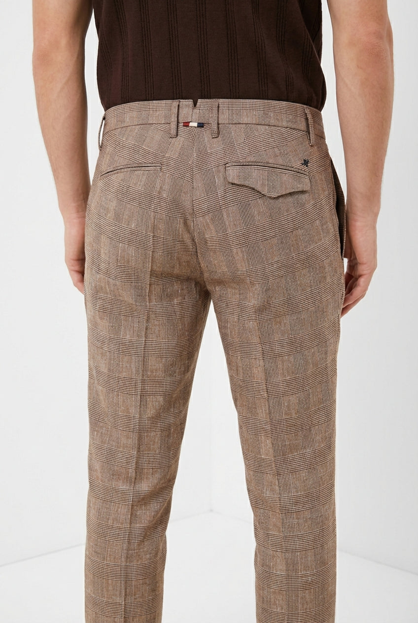 Torino City pantalón chino hombre estampado príncipe de Gales slim fit
