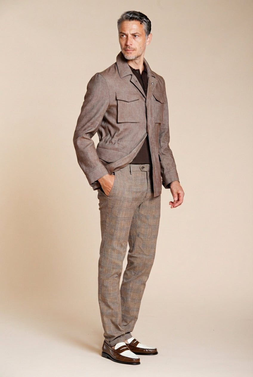 Torino City pantalón chino hombre estampado príncipe de Gales slim fit