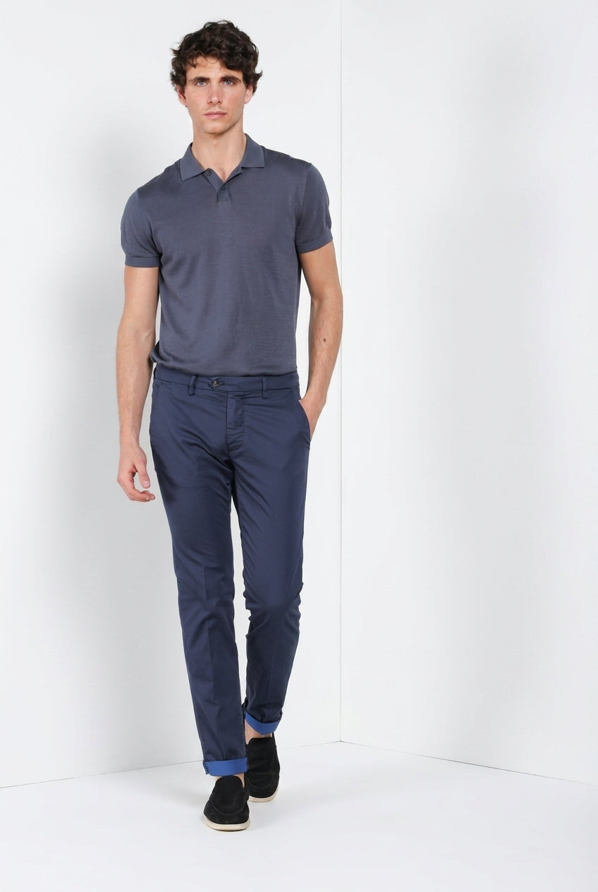 Torino City Travel Hose Chino Herren aus technischem Stretch-Satin slim fit