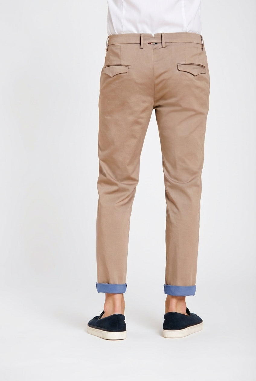 Torino City Travel men's chino pants in technical stretch satin slim fit