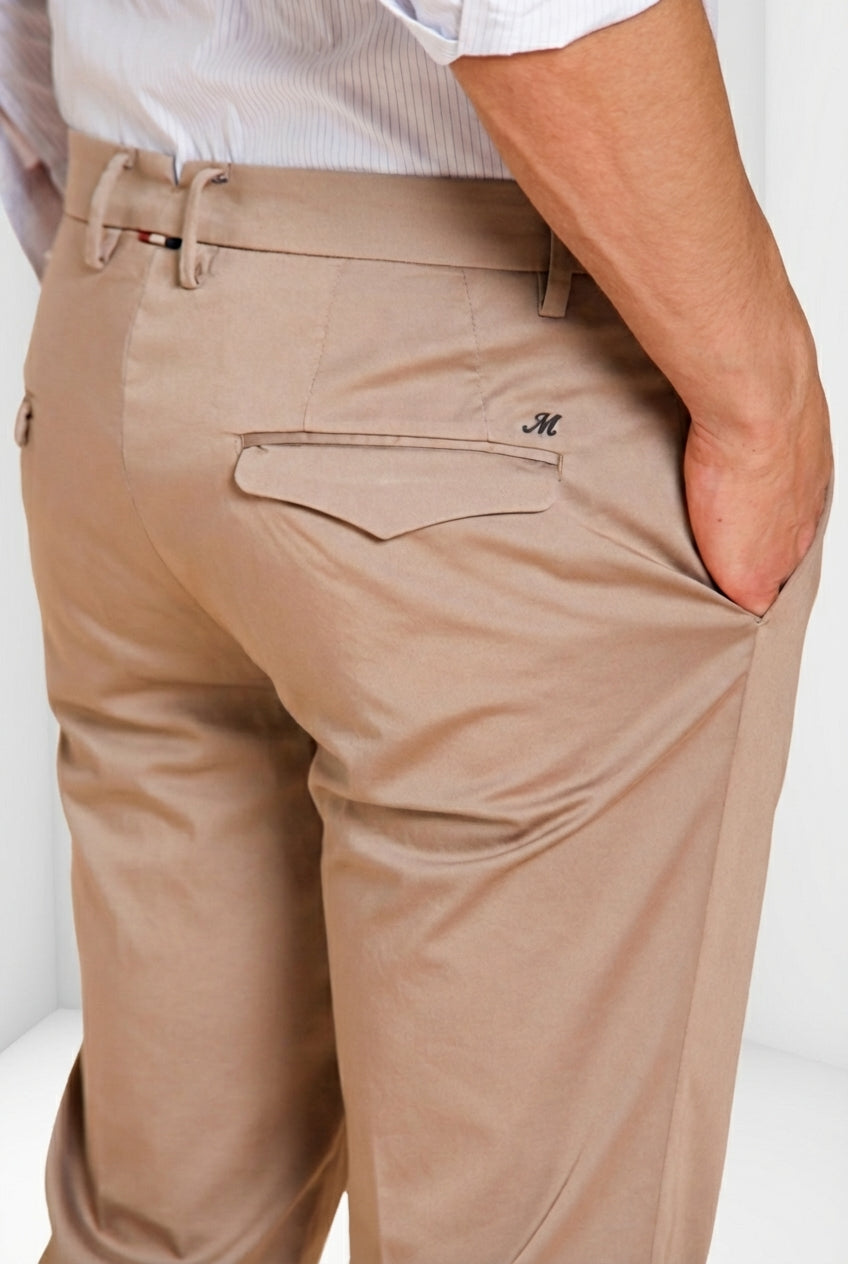 Torino City Travel men's chino pants in technical stretch satin slim fit