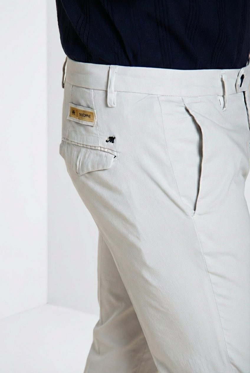 Torino City pantalone chino uomo in raso di cotone e seta slim fit