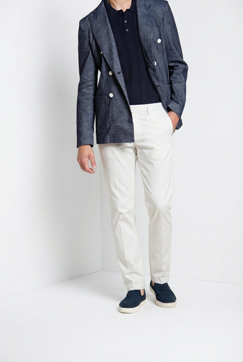 Torino City men's chino pants in cotton and silk satin slim fit