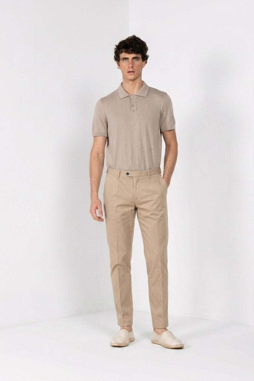 Torino City pantalón chino hombre en satén de algodón y seda slim fit