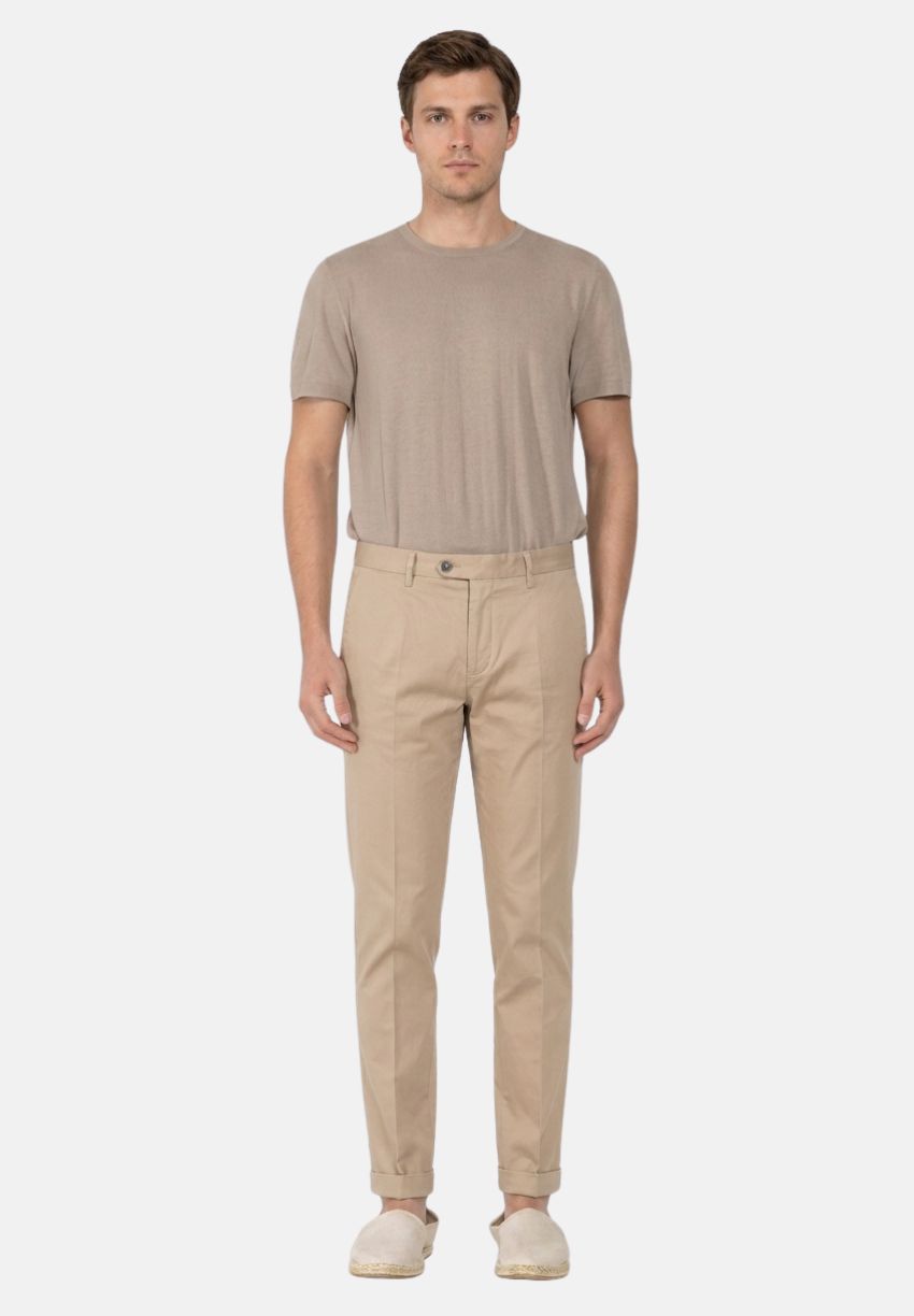 Torino City pantalone chino uomo in raso di cotone e seta slim fit