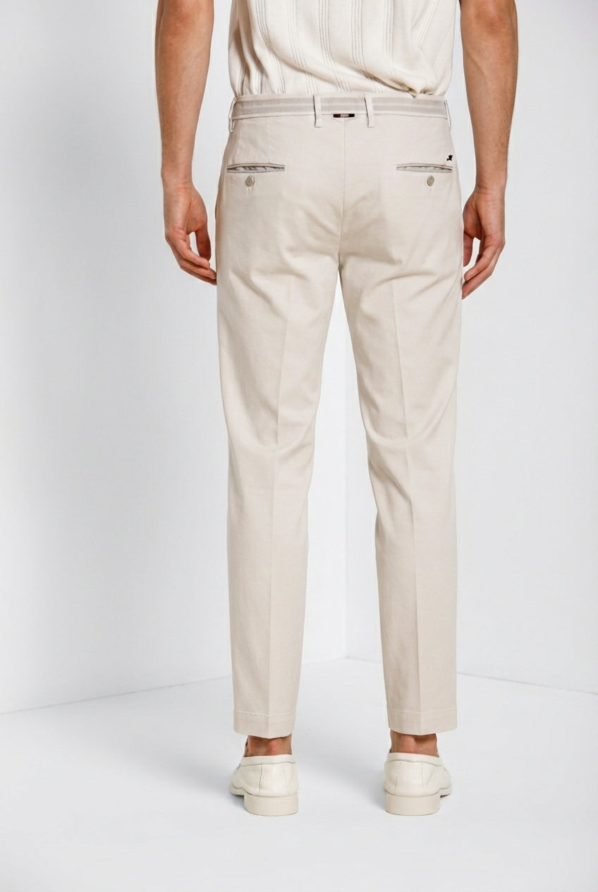Torino City pantalón chino hombre en tricotina fina de algodón y lyocell slim fit