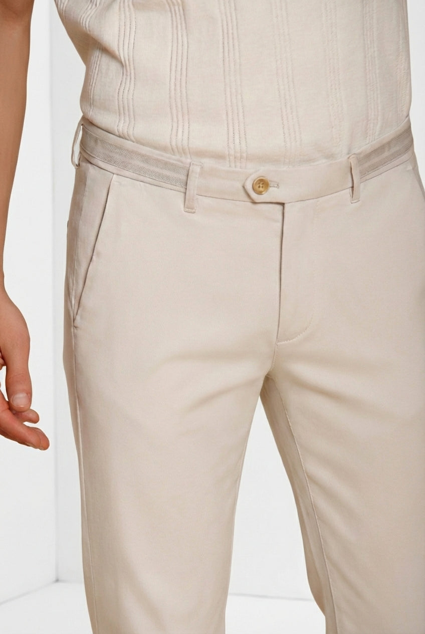 Torino City pantalón chino hombre en tricotina fina de algodón y lyocell slim fit