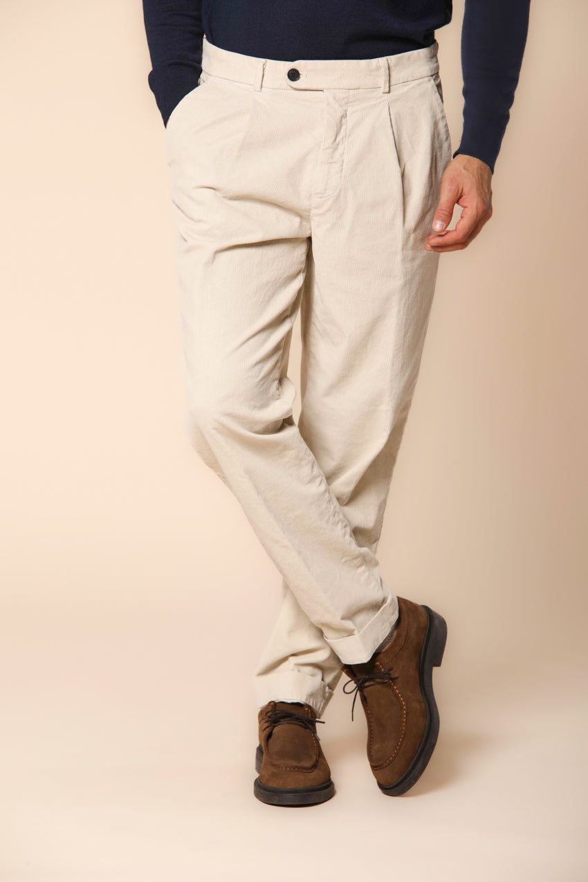 Boston 1 Pinces Herren Chino-Hose aus Samt mit 1000 Streifen relaxed Fit