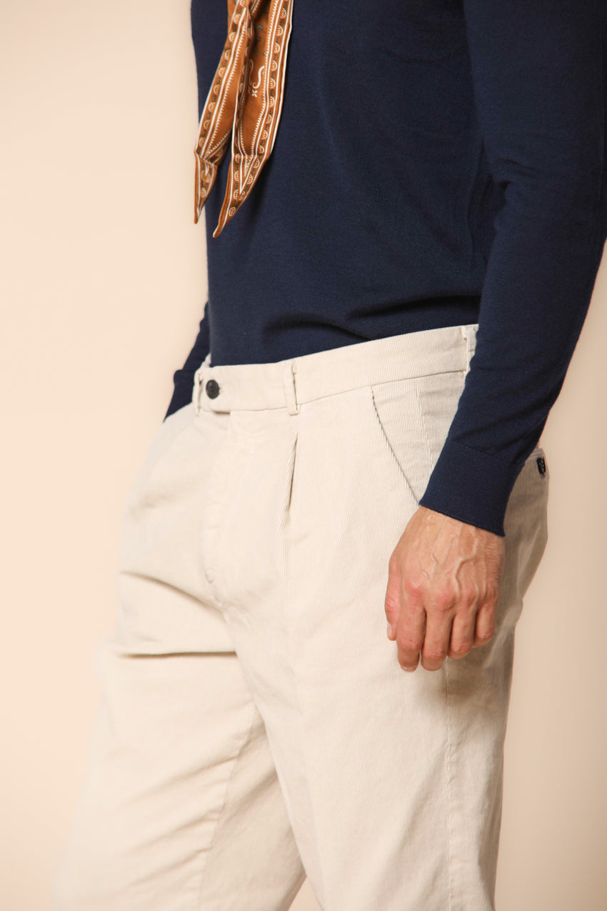 Boston 1 Pinces pantalones chino hombre en pana de 1000 rayas ajuste relaxed