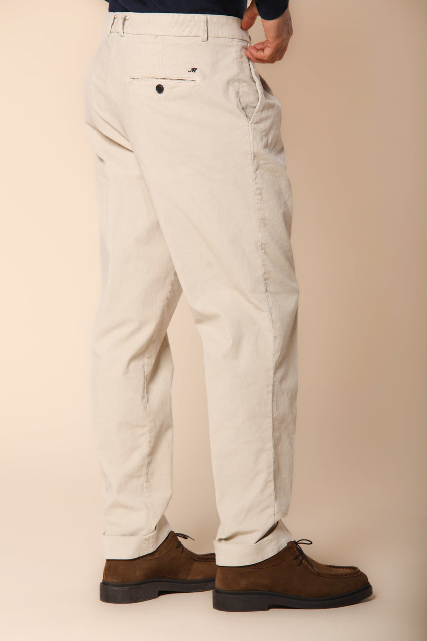 Boston 1 Pinces pantalones chino hombre en pana de 1000 rayas ajuste relaxed