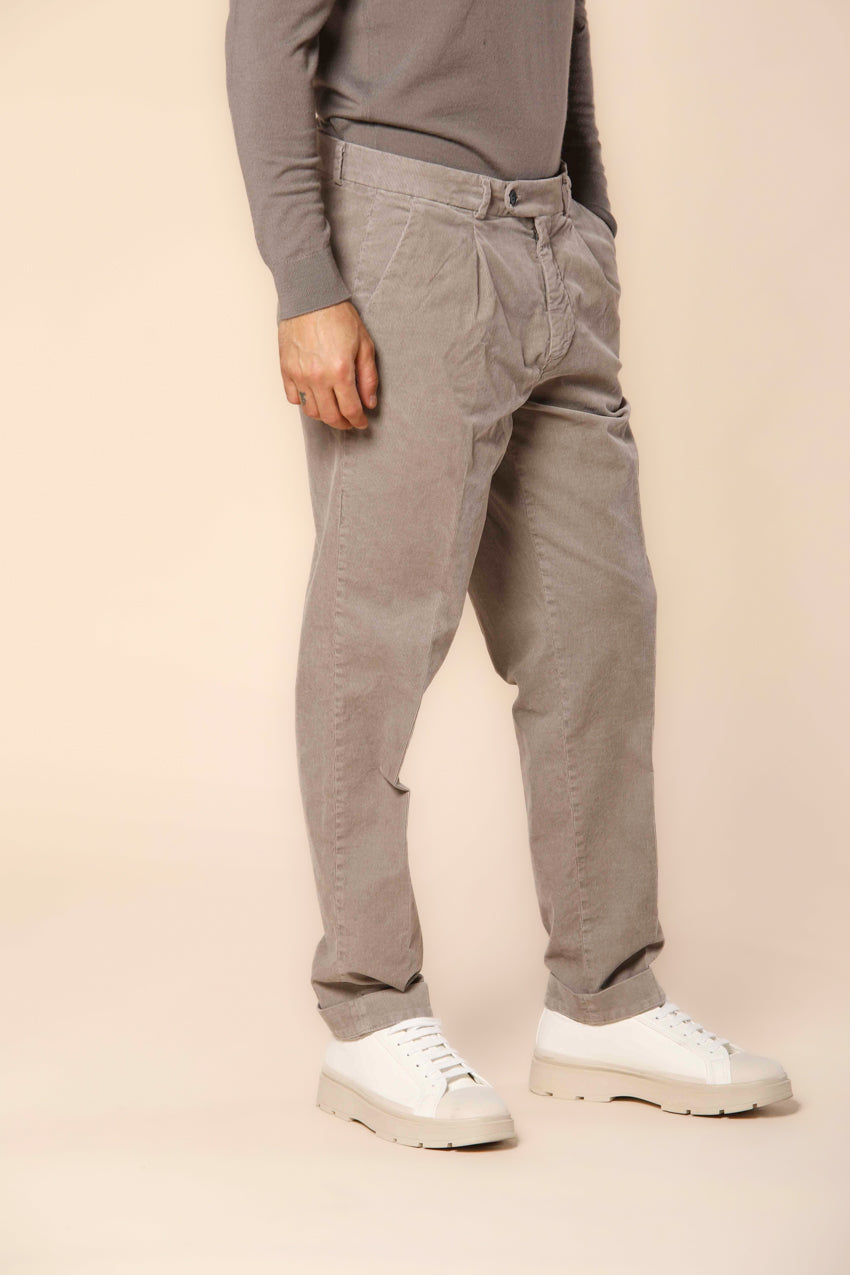 Boston 1 Pinces pantaloni chino uomo in velluto 1000 righe relaxed fit