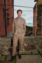 Boston 2 Pinces men's chino pants in resca with dyed cashmere yarn relaxed fit