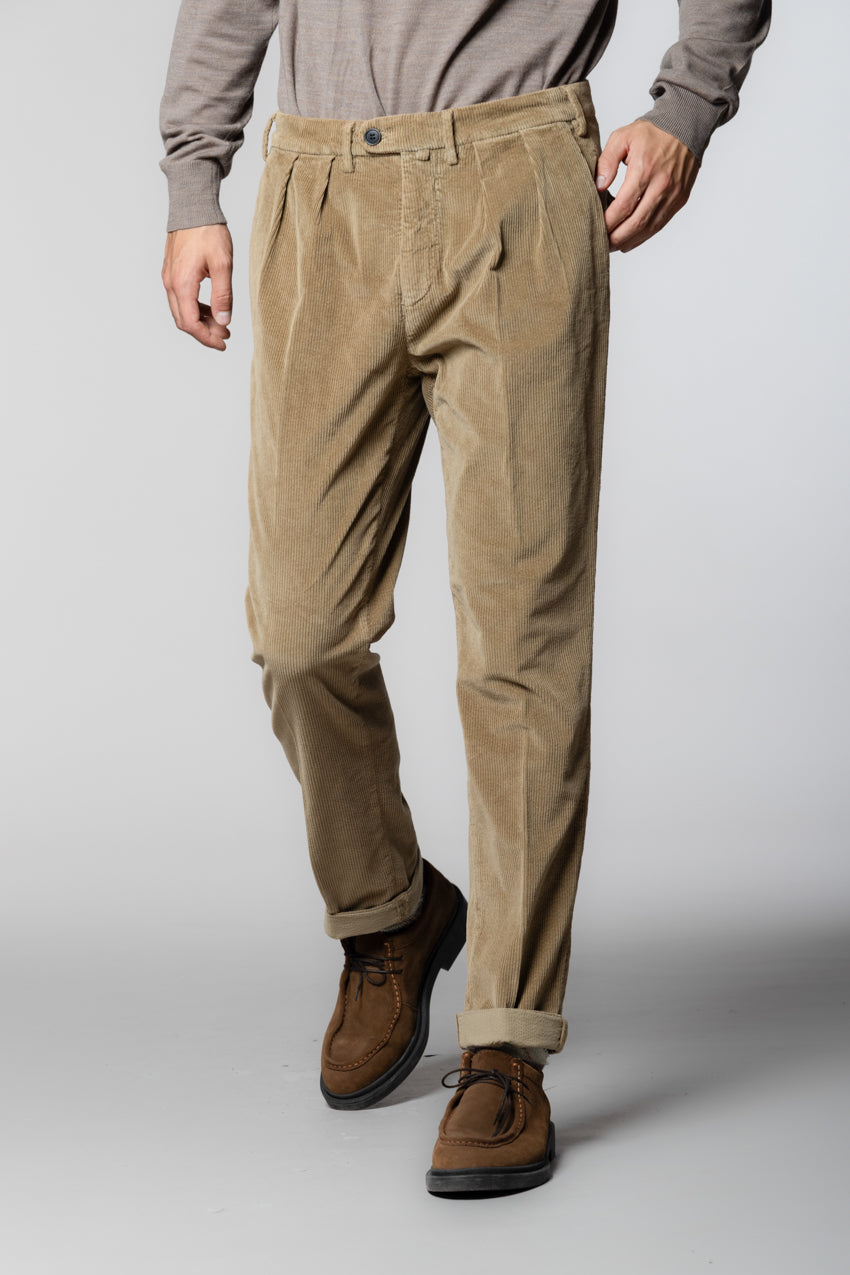 Boston 2 Pinces pantalon chino homme en velours 500 côtes relaxed fit