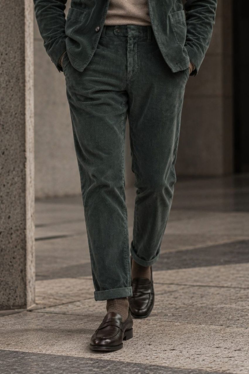 Paris pantalon chino homme en velours à grosses côtes carrot fit
