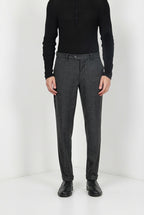 Paris pantalone chino uomo gessato in jersey flanella carrot fit