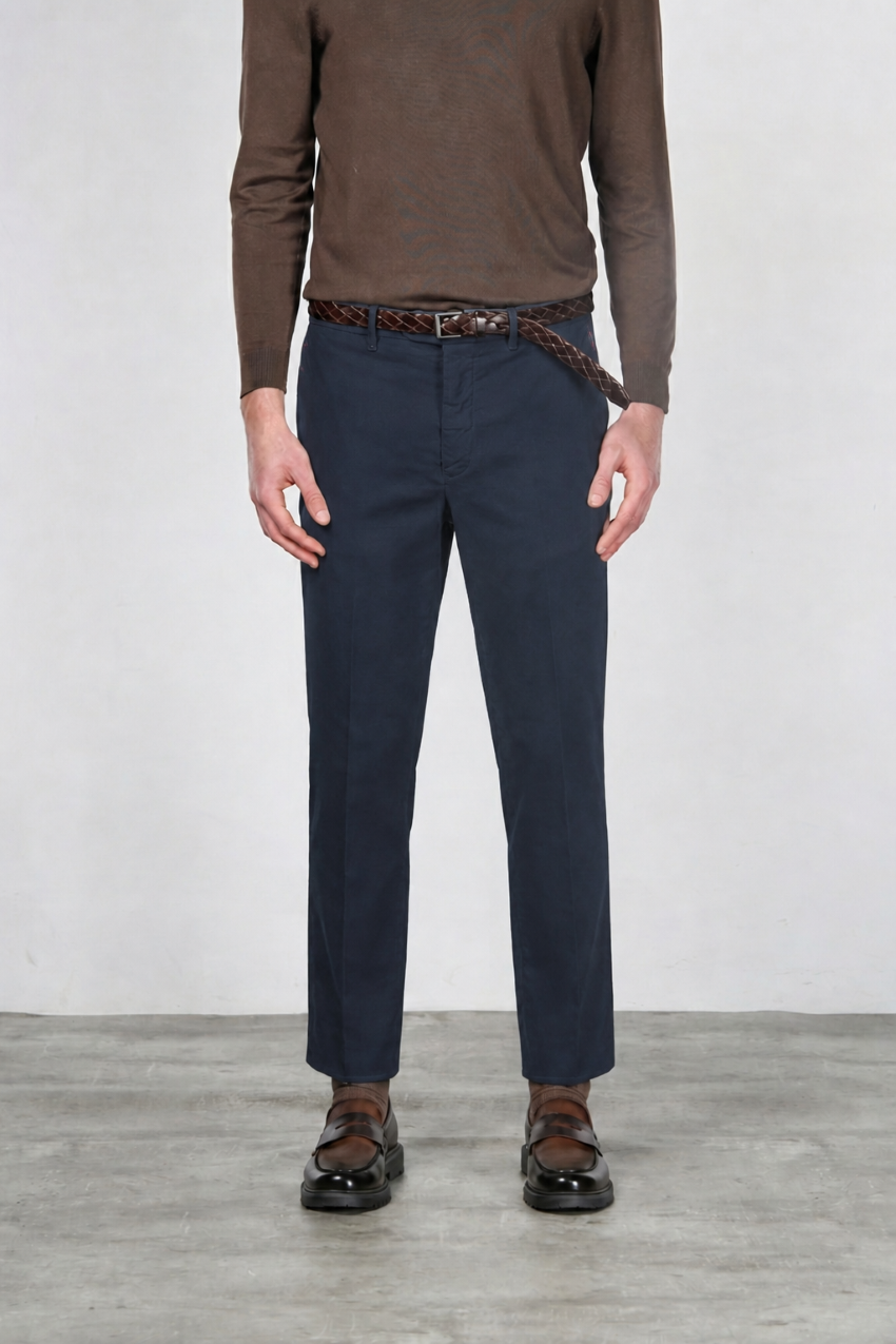 Paris men’s stretch corduroy chino pants 1000-rib carrot fit ①